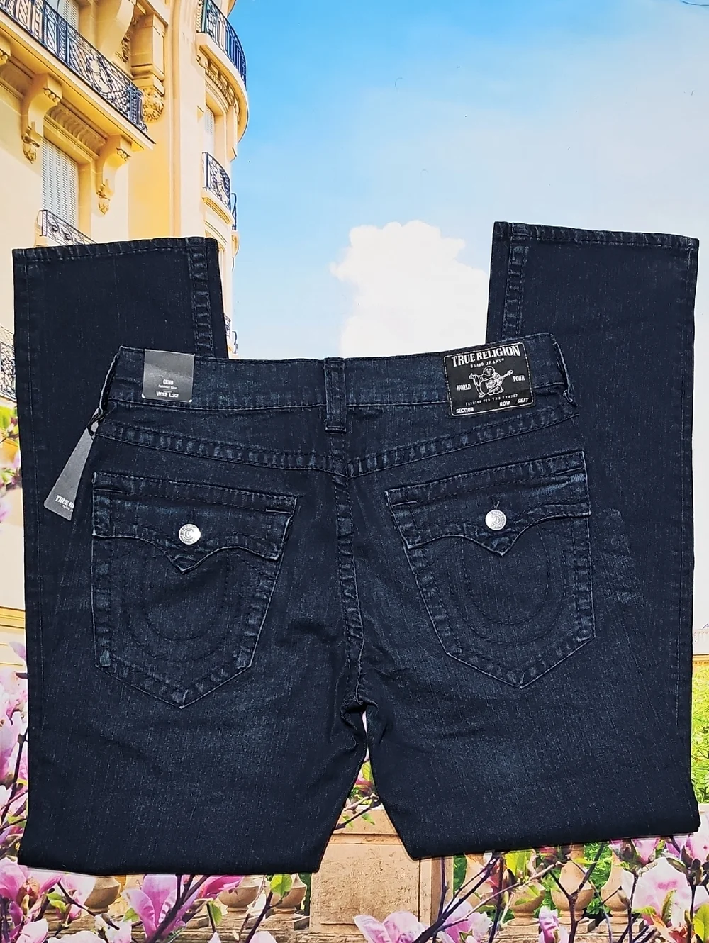 True Religion Big T Geno Flap Indigo Denim Relaxed Slim Jeans Size 32 New